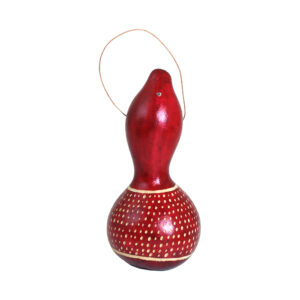 Hand Carved Calabash Gourd Ornament: Red