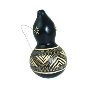 Hand Carved Calabash Gourd Ornament: Black