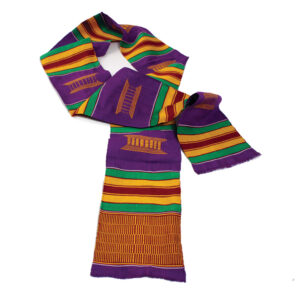 Woven Kente Stole: Kente & Purple w/Gold Crest