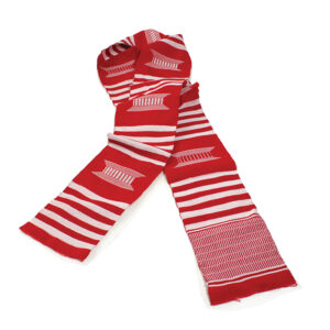 Woven Kente Stole: Red & White w/White Crest