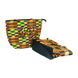 African Print Bow Handbag w/ Beaded Handle: Style B