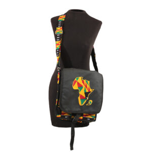 Kente Print Africa Map Crossbody Bag