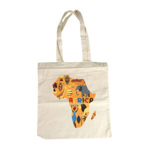 African-themed Printed White Canvas Tote: Style C