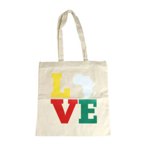 African-themed Printed White Canvas Tote: Style E