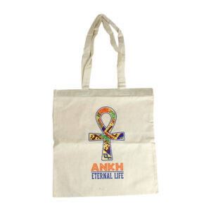 African-themed Printed White Canvas Tote: Style G