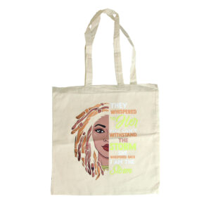 African-themed Printed White Canvas Tote: Style H