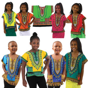 Set Of 12 Kids Trad Print Dashikis SIZES