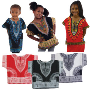 Set Of 6 Kids Trad Print Dashikis SIZES