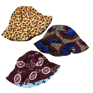 Set of 3 Reversible African Print Hats – ASSORTED Prints