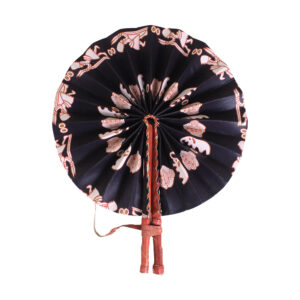 Elephant Tribal Folding Fan: Black