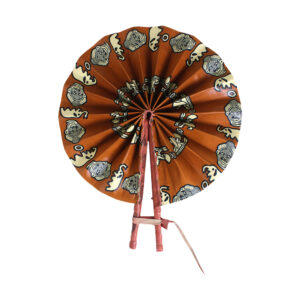 Elephant Tribal Folding Fan: Rust