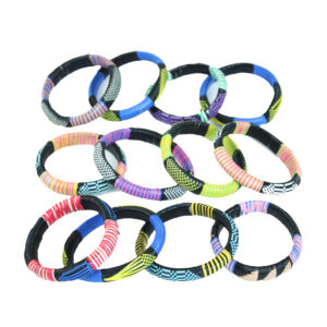 Set Of 12 Thick Embroidered Bracelets