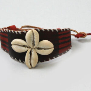 Nigerian Leather Cowrie Shell Bracelet