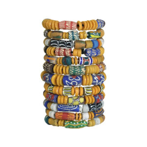 Set Of 12 Ghana Trade Bead Bracelet: ASSORTED