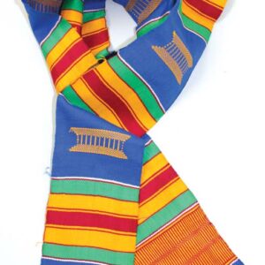 Woven Kente Stole: Kente & Blue w/Gold Crest