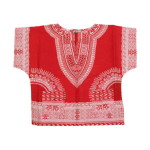 Children’s Traditional Dashiki: Red/White Large