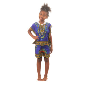 Children’s Elastic Dashiki Set: LG Blue