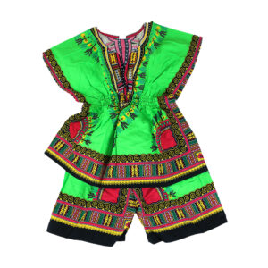 Children’s Elastic Dashiki Set: MD Lime