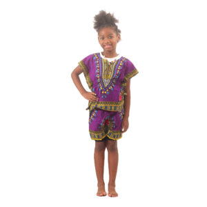 Children’s Elastic Dashiki Set: MD Purple