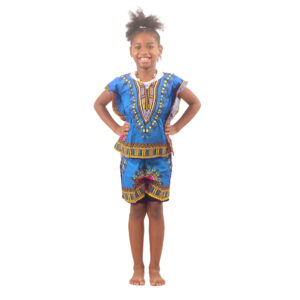 Children’s Elastic Dashiki Set: MD Turquoise