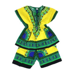 Children’s Elastic Dashiki Set: MD Yellow