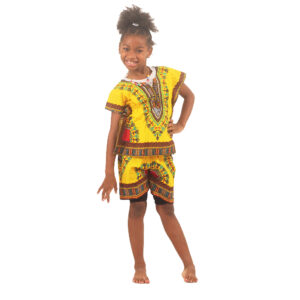 Children’s Elastic Dashiki Set: LG Gold