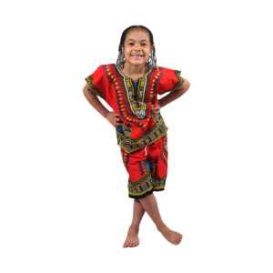 Children’s Dashiki & Shorts: Red             – Large