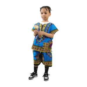 Children’s Dashiki & Shorts: Turquoise       – Medium