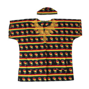 Embroidered Pan Africa Dashiki & Cap: Free Si