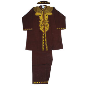 African King Three-Piece Suit Set: Dark Brown