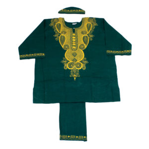 African Royalty Embroidered Pant Set: Dark Green