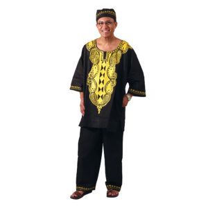 African Black Gold Embroidered Pant: Style A