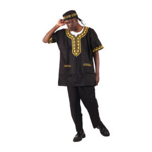 Amare Gold Short Sleeve Pant Set:Black:Free