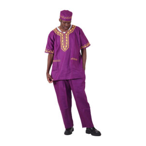 Amare Gold Short Sleeve Pant Set:Purple:Free