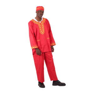 Kwame Gold Long-Sleeve Pant Set:Red:Free