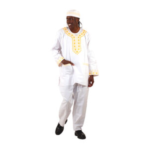 Kwame Gold Long-Sleeve Pant Set:White:Free