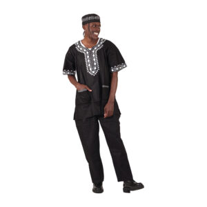 Marquis Silver Embroidered Pant Set:Black:Free