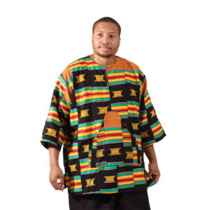 Kente w/ Gold Crest Hand Woven Pullover