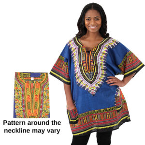 Traditional Print Dashiki: Blue