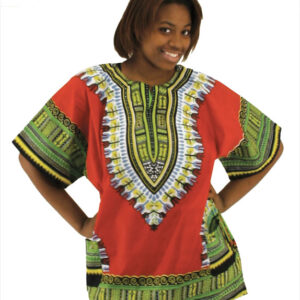 Traditional Print Dashiki: Red