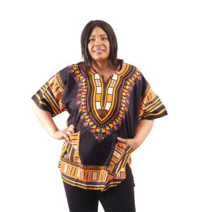 King-Sized Dashiki: Black/Orange     3X