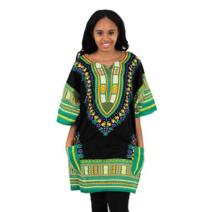 King-Sized Dashiki: Black/Green      2X