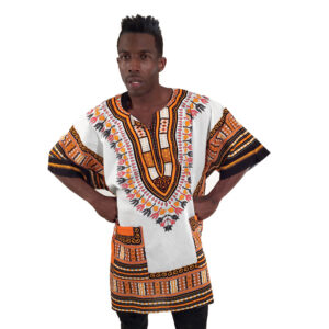 King-Sized Dashiki: White/Orange     1X