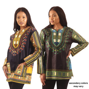 Traditional Long-Sleeve Dashiki: Black           3X