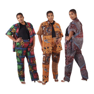 Set of 3 African Print Button Down Shirt & Pants Sets – ASSORTED