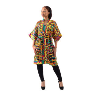 African-Made Kente Mesh Cape-Jacket