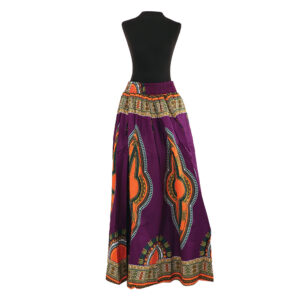 Traditional Print Maxi Skirt: Purple