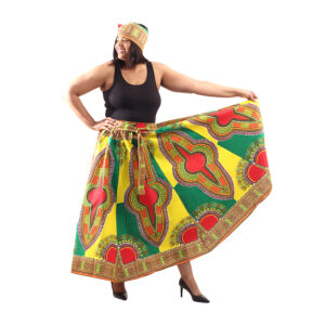 Traditional Print Maxi Skirt: Yellow