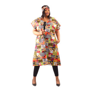 Patchwork Print Open Kaftan