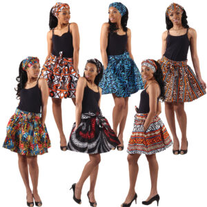 Set Of 6 African Print Mini Skirts